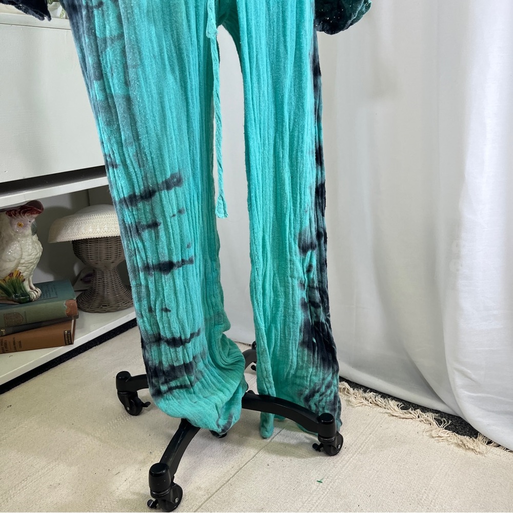 Jens Pirates Booty Blue and Black Cotton Gauze Wide Arm Jumpsuit - Picture 5 of 15